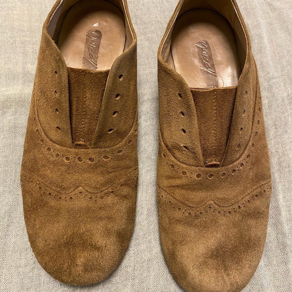 Marsell Brown Suede Laceless Oxfords Size 38